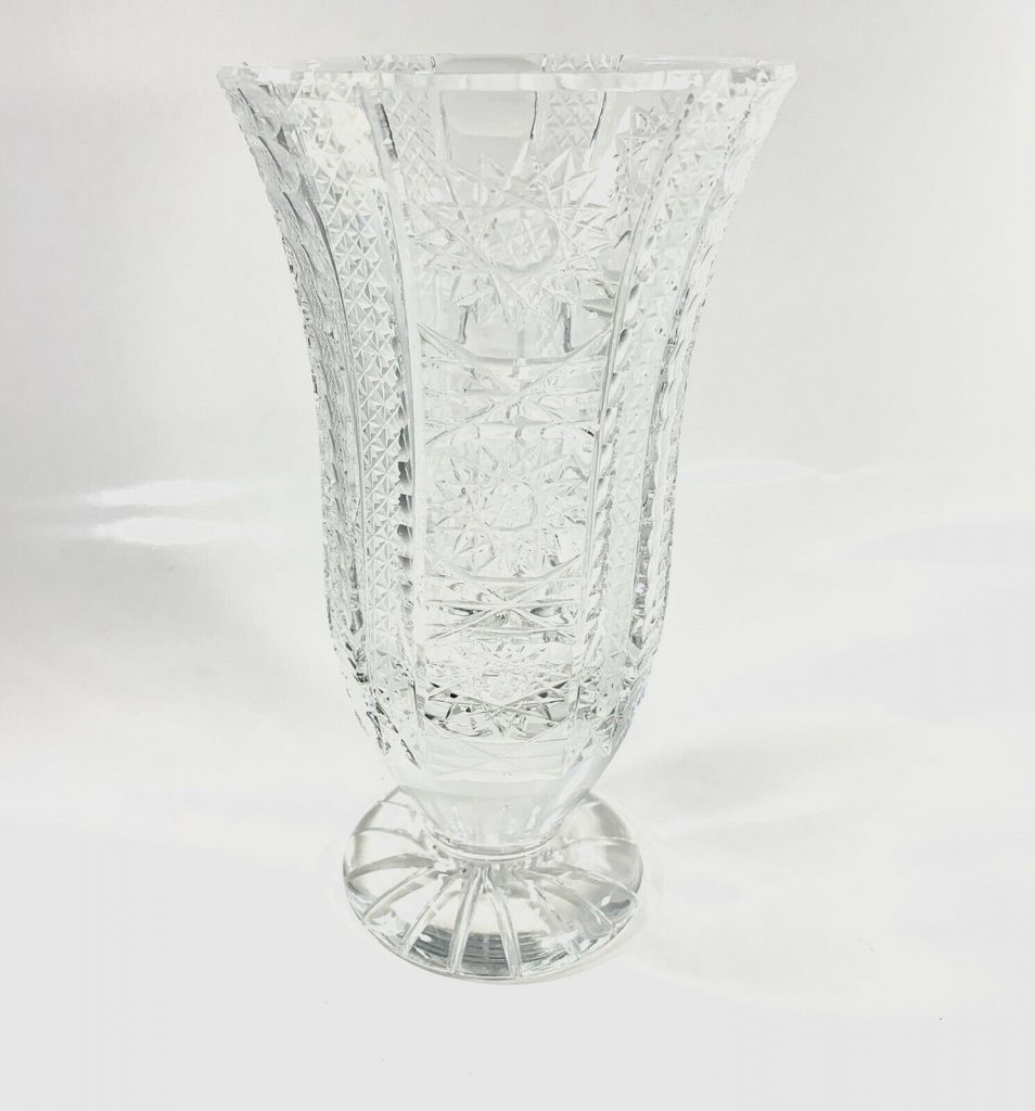 Bohemia Check Vintage Hand Cut Lead Crystal Vase
