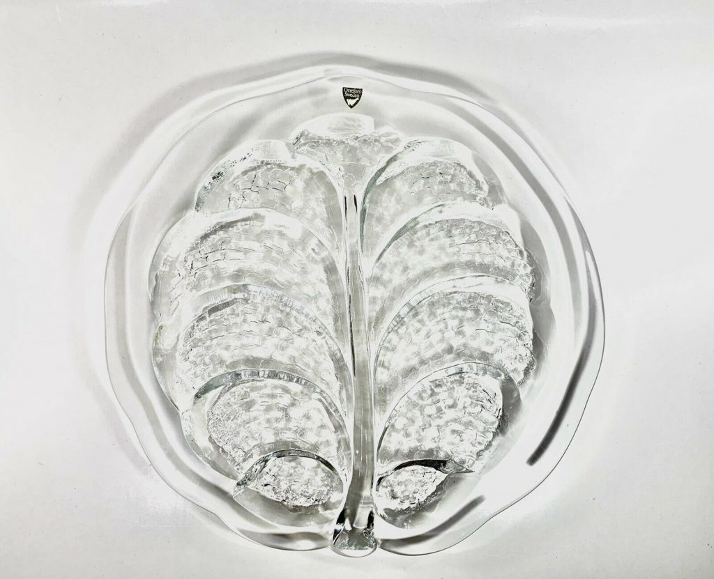 Orrefors Large Crystal Eden Leaf Serving Platter