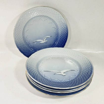 5x Bing & Grondahl Copenhagen Seagull Gold Rim 616 Dessert Plates