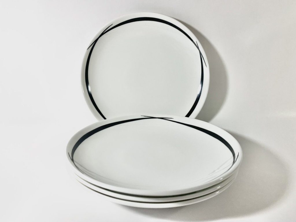 4x Gustavsberg Stig Lindberg Pencil Dessert Plates Diameter 17,5 cm 6.9 inch