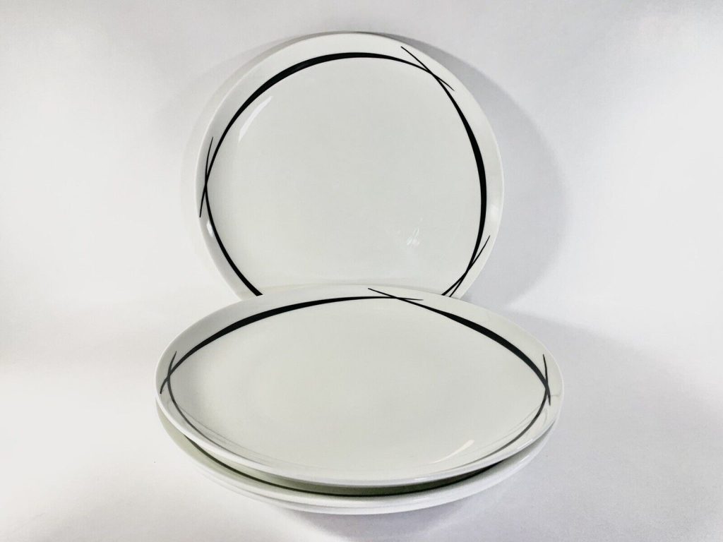 4x Gustavsberg Stig Lindberg Pencil Dinner Plates Diameter 24 cm 9.4 inch
