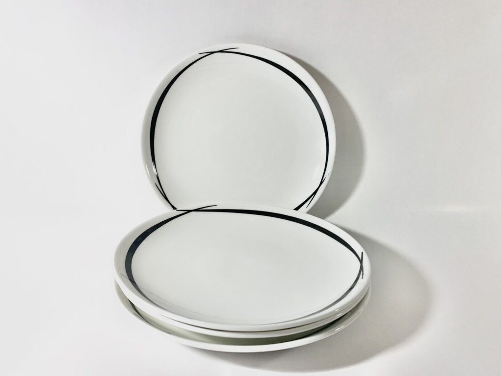 4x Gustavsberg Stig Lindberg Pencil Dessert Plates Diameter 17,5 cm 6.9 inch