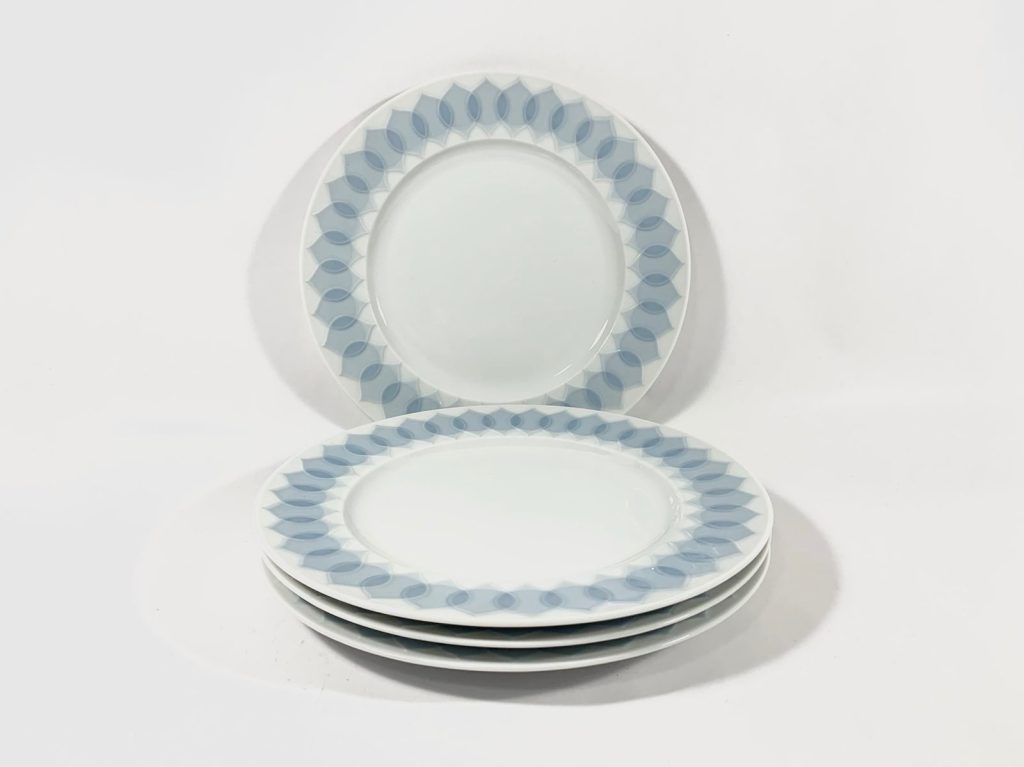 4x Rosenthal Bjorn Wiinblad Lotus Blue Azure Dinner Plates 25,5 cm