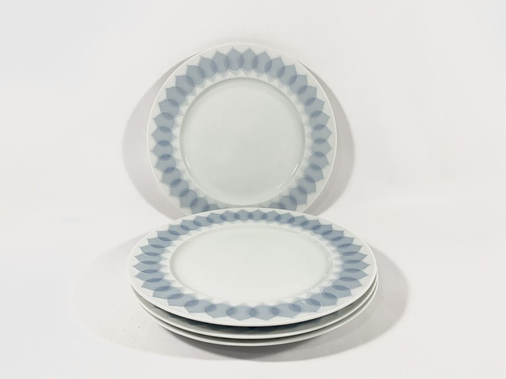 4x Rosenthal Bjorn Wiinblad Lotus Blue Azure Dinner Plates 25,5 cm