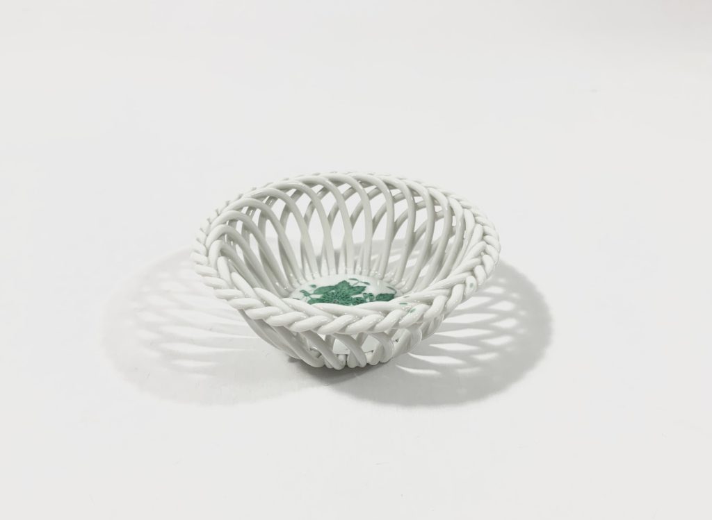 Herend Chinese Bouquet Green Round Open Weaved Trinket Basket Bowl 9 cm 3,5 inch
