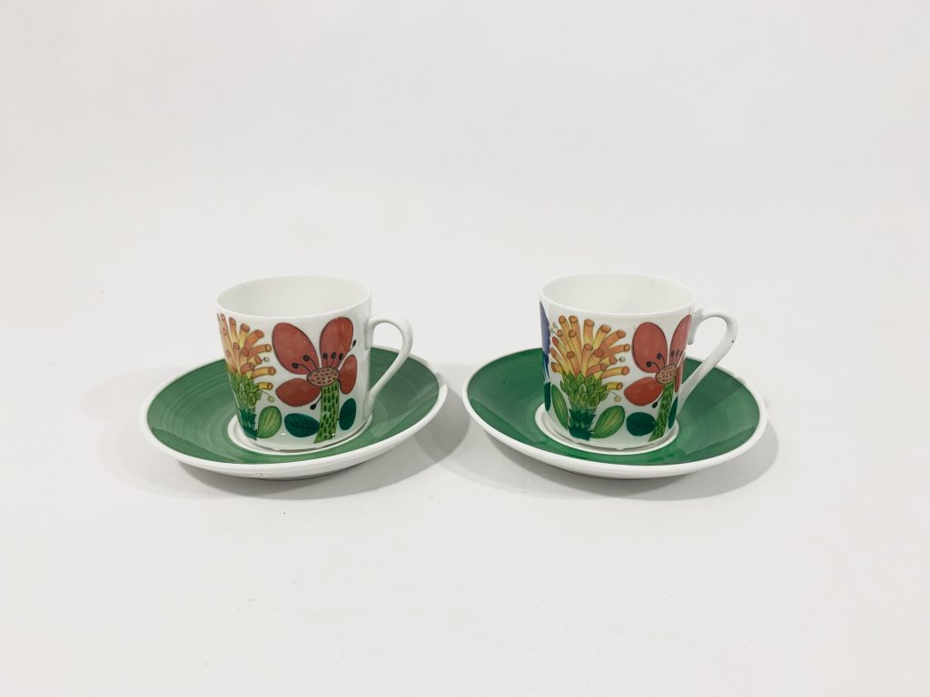 2x Gustavsberg Stig Lindberg Tahiti Demitasse Cup & Saucer