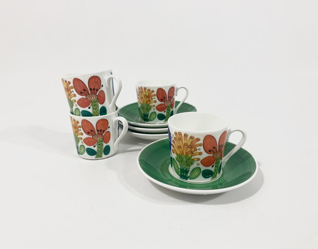 4x Gustavsberg Stig Lindberg Tahiti Demitasse Cup & Saucer