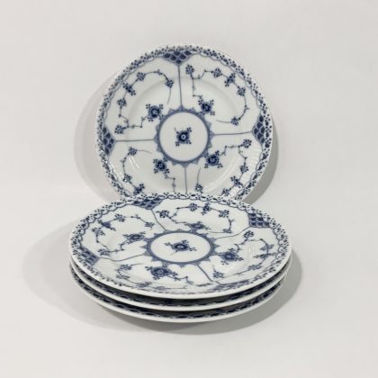 4x Royal Copenhagen Blue Fluted Half Lace 653 Plates 14,5 cm 1923 - 1934