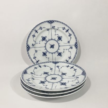 4x Royal Copenhagen Blue Fluted Half Lace 572 Luncheon Plates 22 cm 1939