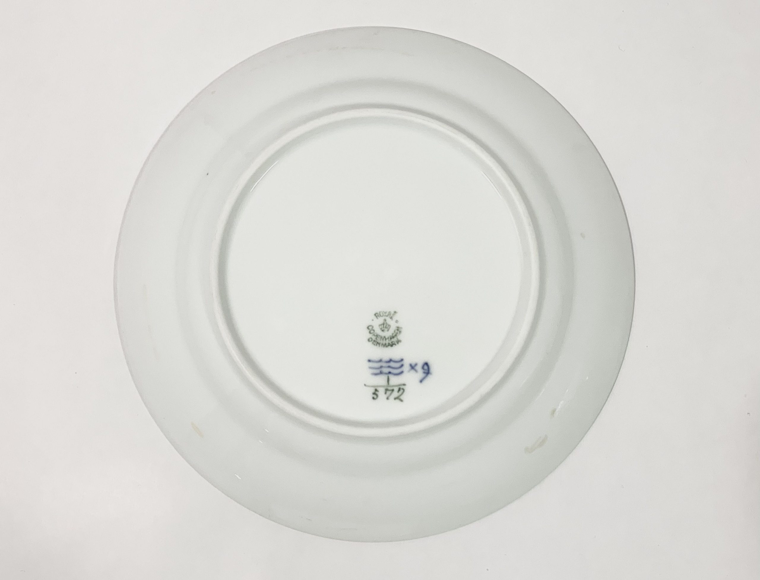 4x Royal Copenhagen Blue Fluted Half Lace 572 Luncheon Plates 22 cm 1939