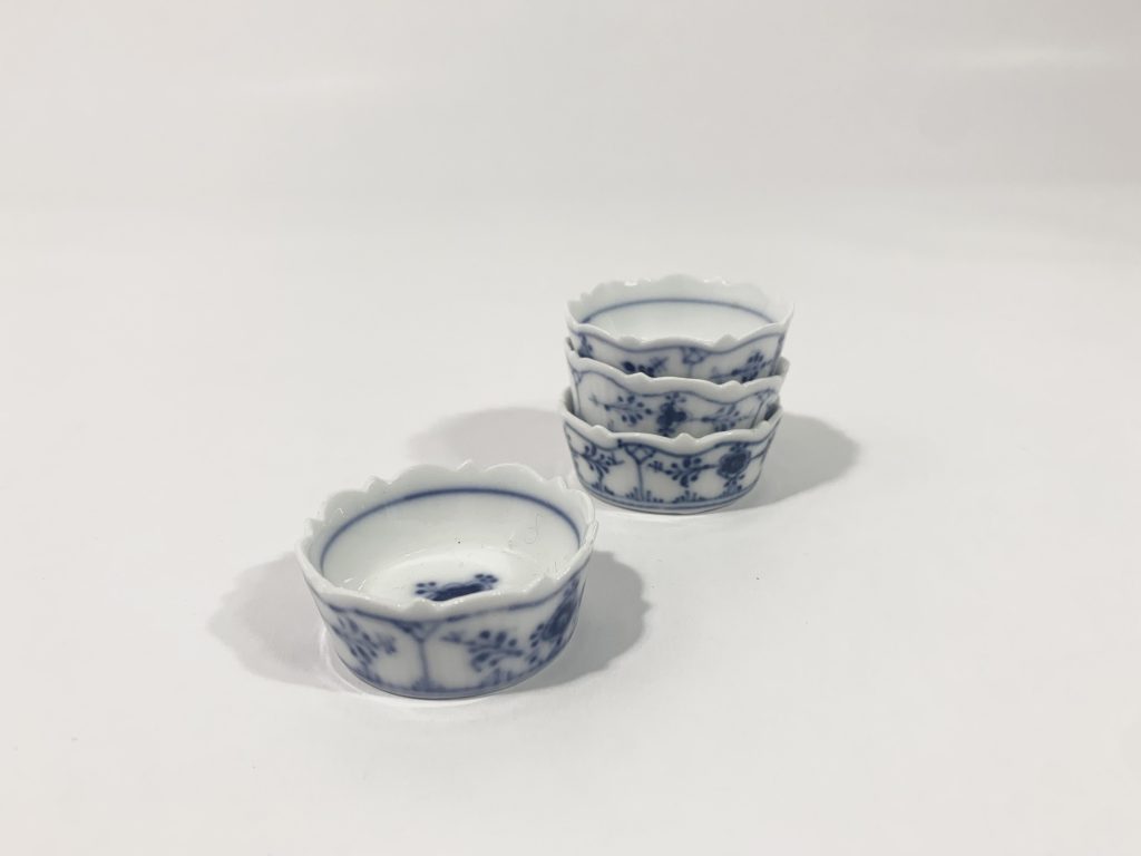 4x Royal Copenhagen Blue Fluted Plain 199 Salt Cellar Old 1894 – 1922