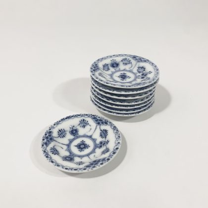 8x Royal Copenhagen Blue Fluted Half Lace 504 Butter Phat Dish 1923 - 1934