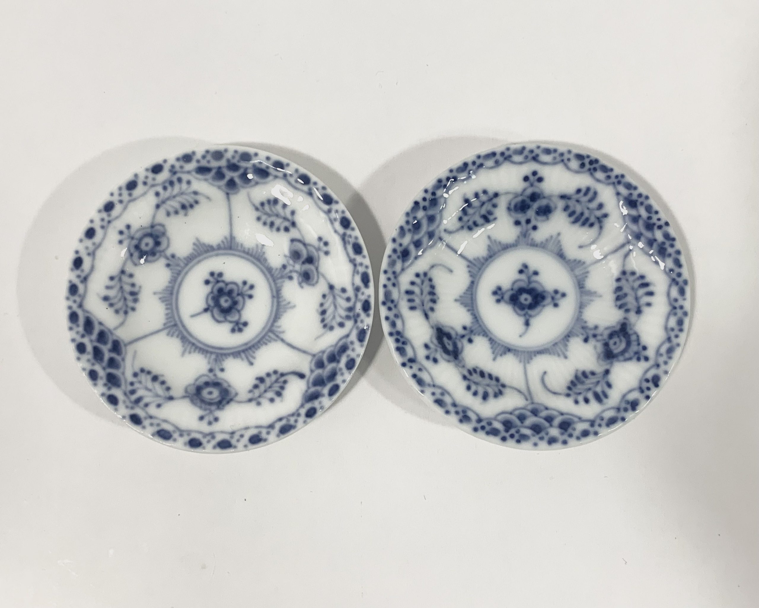 8x Royal Copenhagen Blue Fluted Half Lace 504 Butter Phat Dish 1923 - 1934