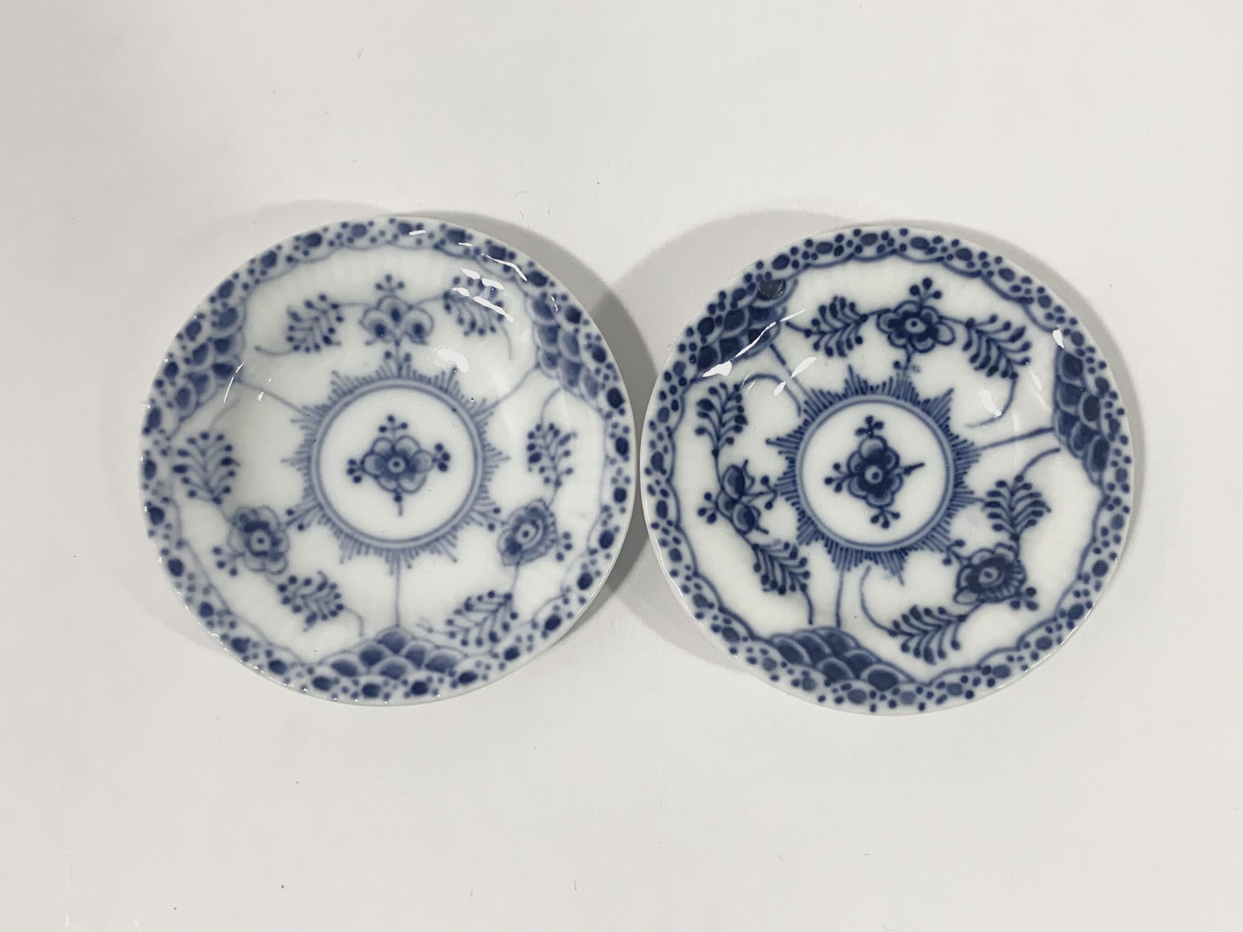 8x Royal Copenhagen Blue Fluted Half Lace 504 Butter Phat Dish 1923 - 1934