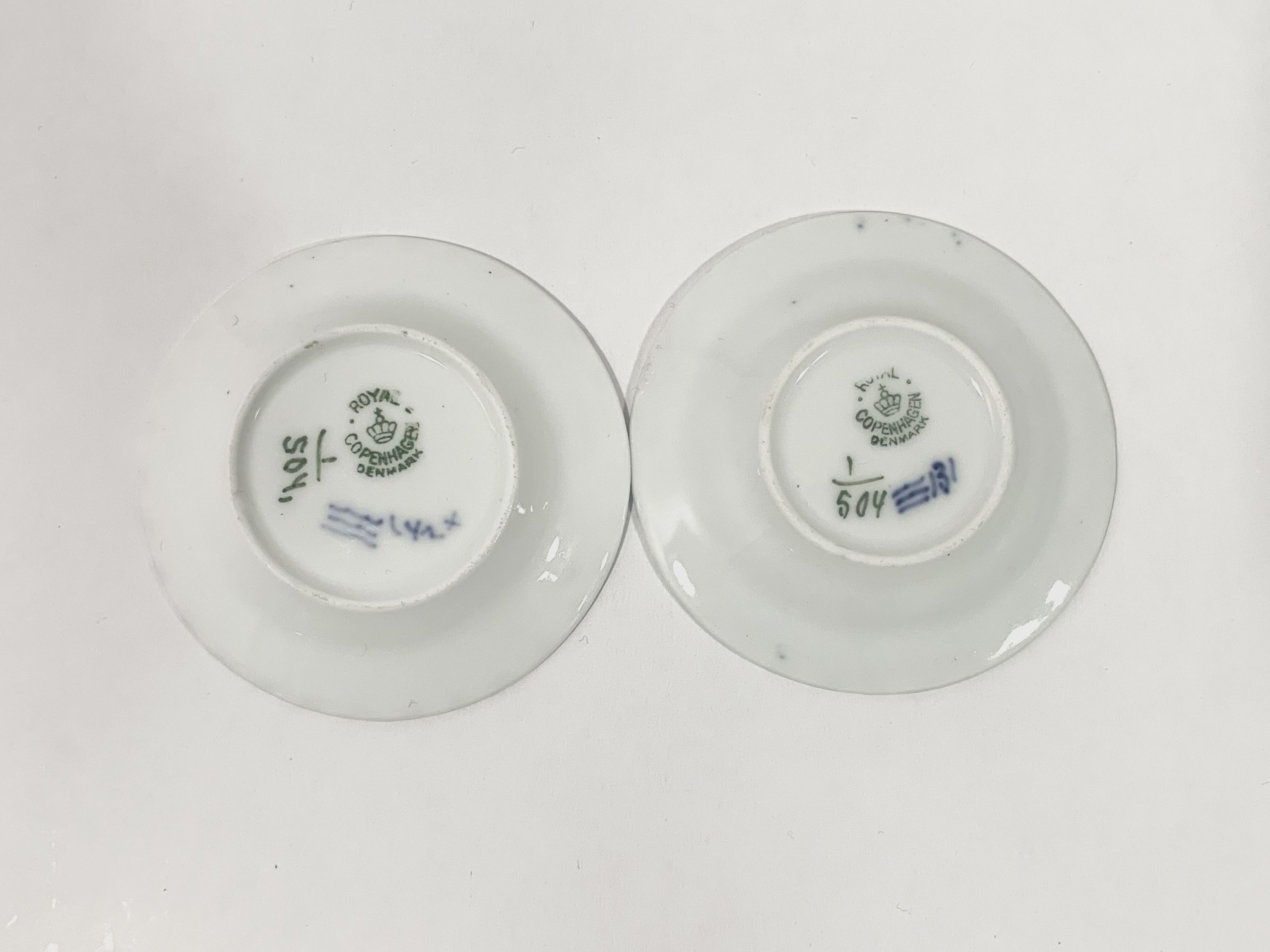 8x Royal Copenhagen Blue Fluted Half Lace 504 Butter Phat Dish 1923 - 1934