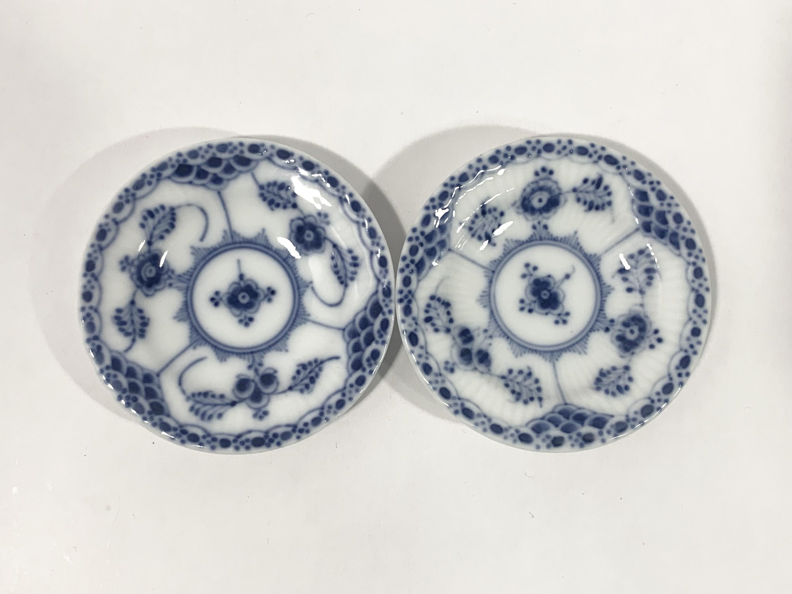 8x Royal Copenhagen Blue Fluted Half Lace 504 Butter Phat Dish 1923 - 1934