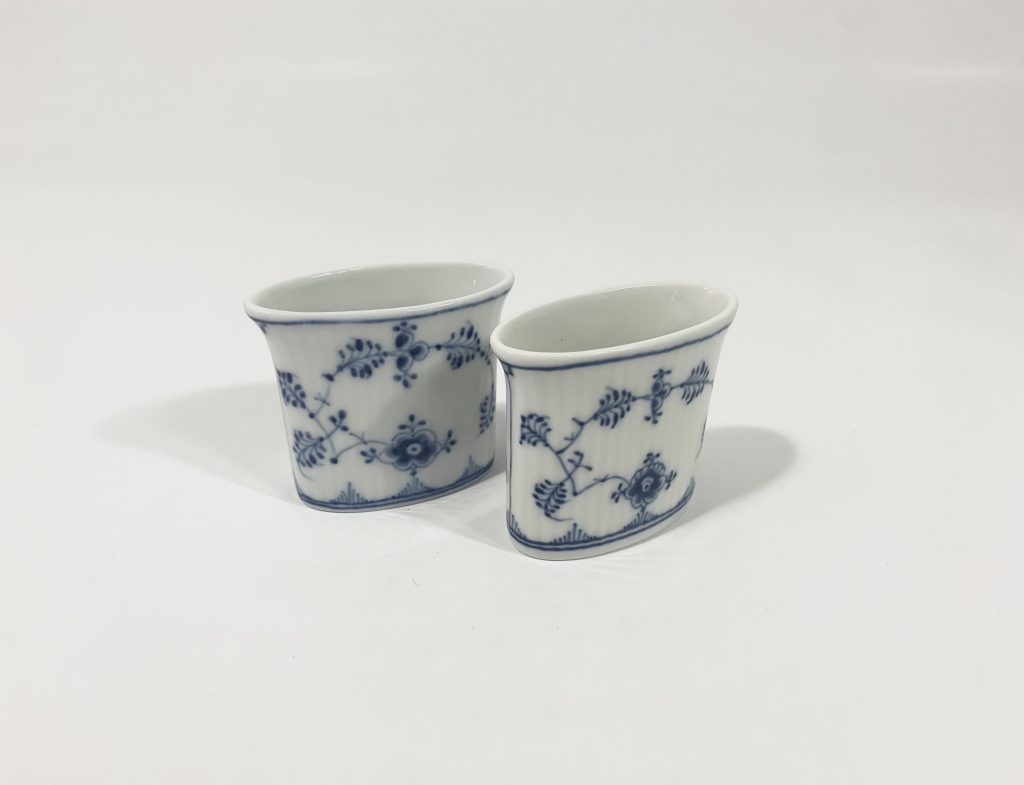 2x Royal Copenhagen Blue Fluted Plain 2183 Toothpick Holders 1923 - 1934