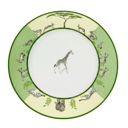 Hermes Africa Green Round Giraffe Dinner Plate 27,5 cm