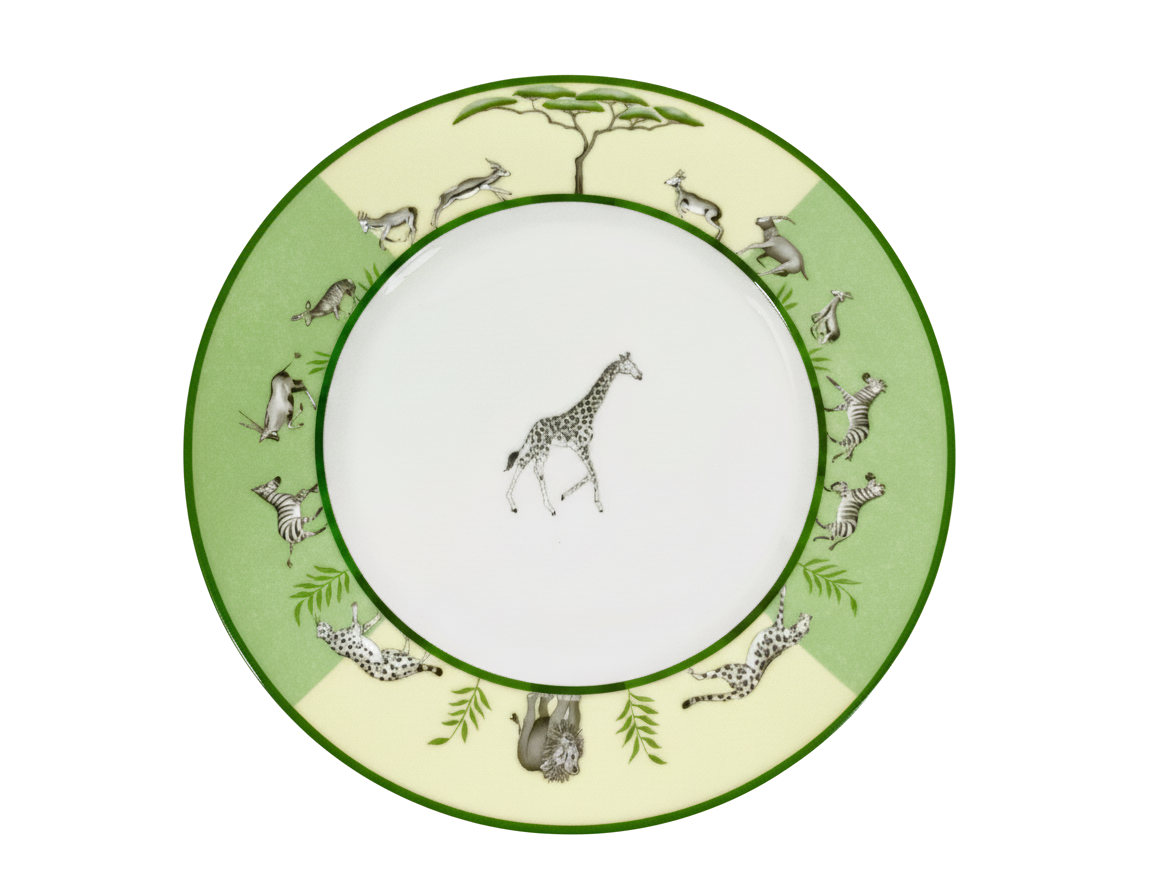 Hermes Africa Green Round Giraffe Dinner Plate 27,5 cm