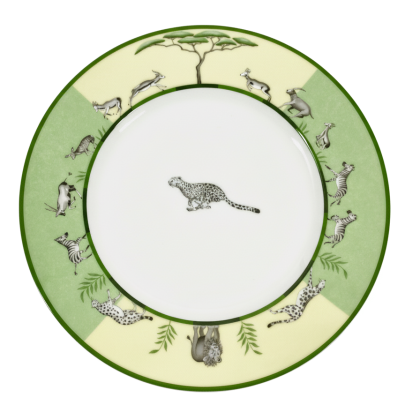 Hermes Africa Green Round Cheetah Dinner Plate 27,5 cm