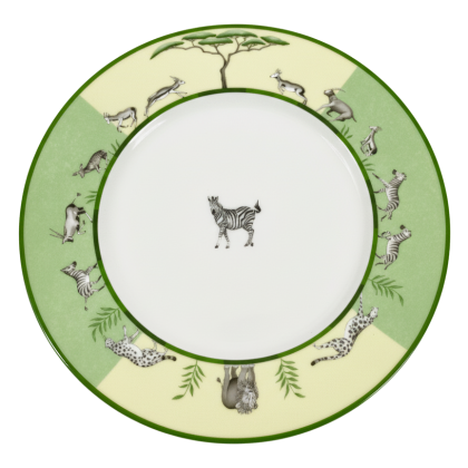 Hermes Africa Green Round Zebra Dinner Plate 27,5 cm