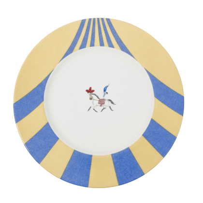 Hermes Circus L ecuyere bleue Round Dinner Plate 27,5 cm