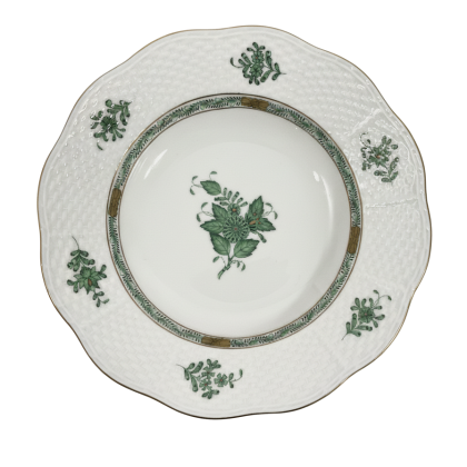 Herend Chinese Bouquet Green Pasta Soup Bowls Plates 20,5 cm 8 inch