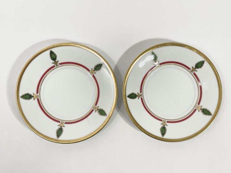 2x Cartier Limoges La Maison de Louis Cartier Cups & Saucers