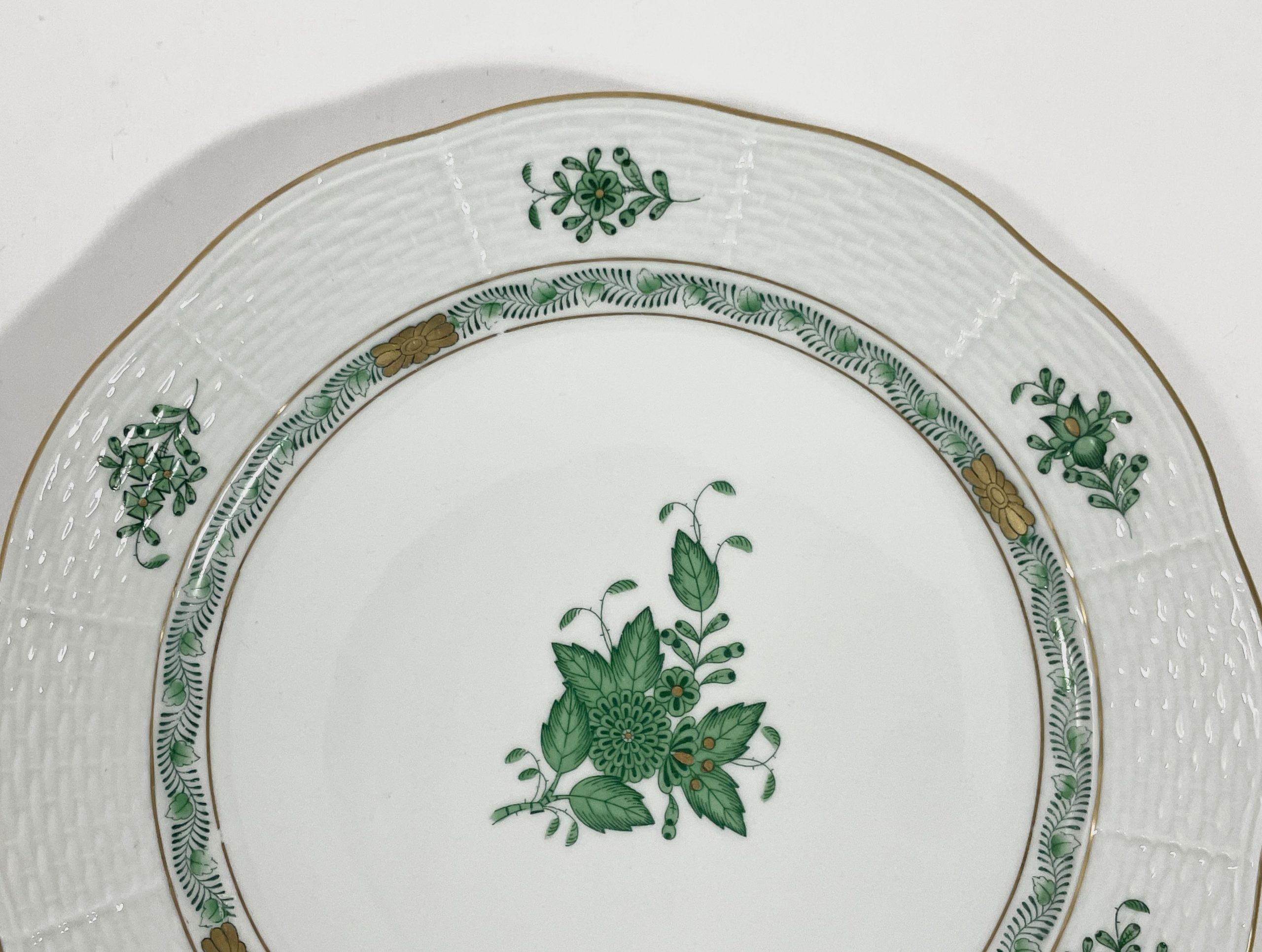 Herend Chinese Bouquet Green Dinner Plates 25 cm 9.8 inch