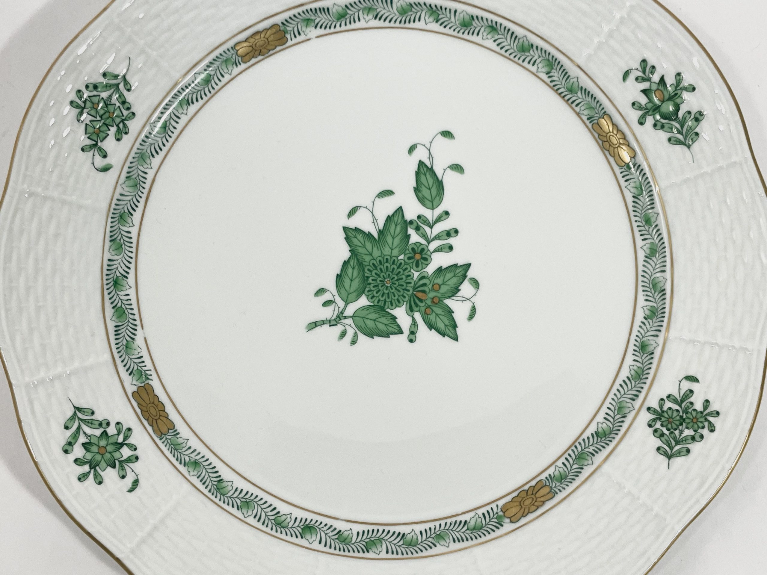 Herend Chinese Bouquet Green Dinner Plates 25 cm 9.8 inch