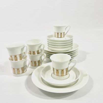 6x Lomonosov Imperial Porcelain Gold Demitasse Coffee Cups, Saucers & Plates