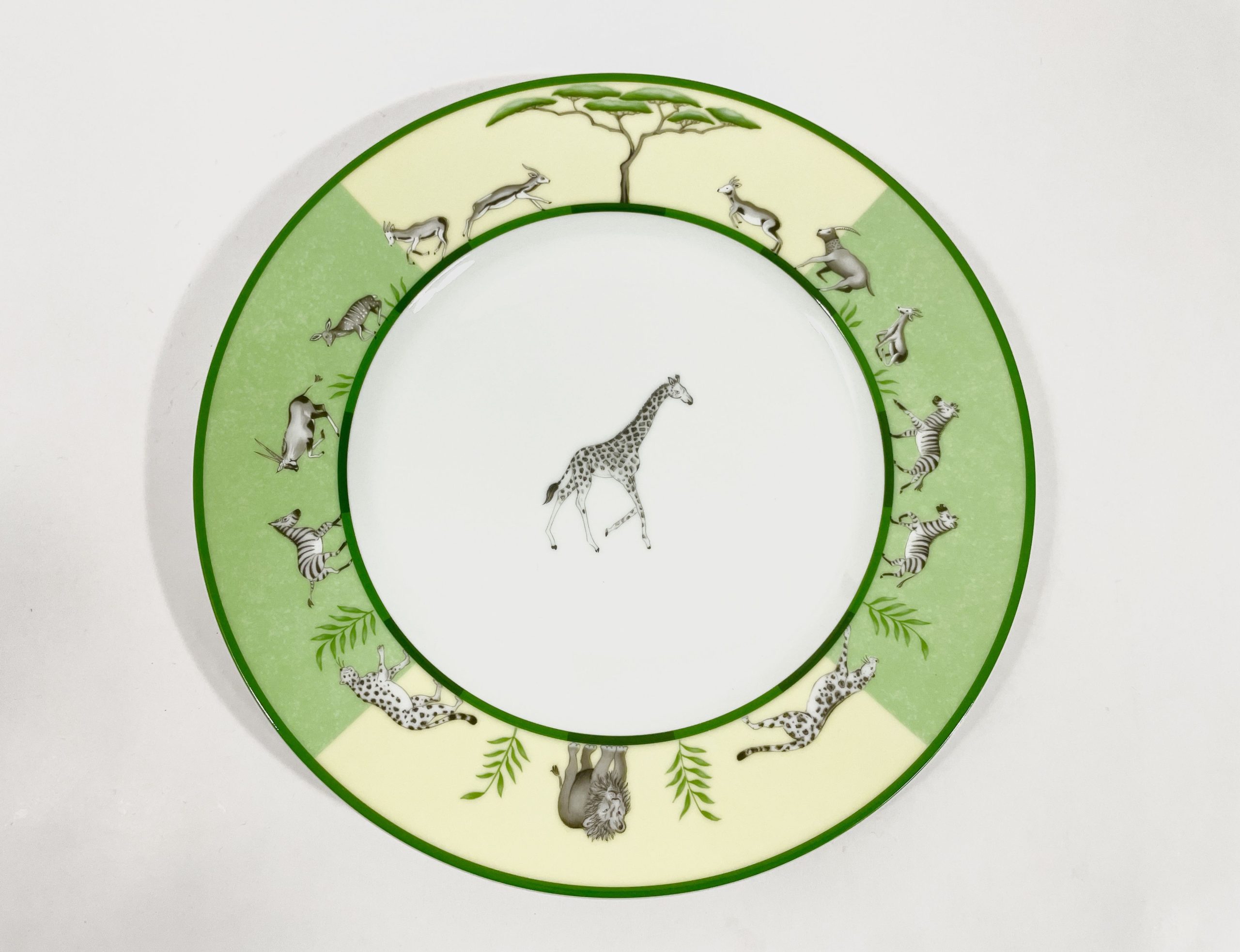 Hermes Africa Green Round Giraffe Dinner Plate 27,5 cm
