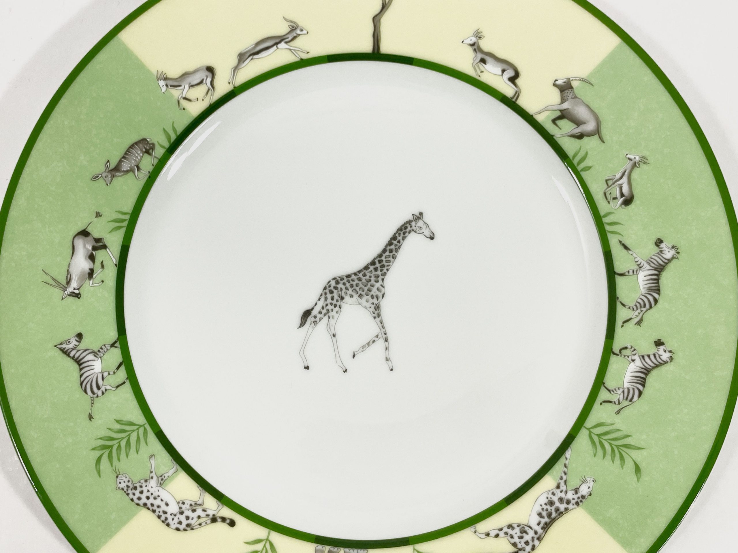 Hermes Africa Green Round Giraffe Dinner Plate 27,5 cm