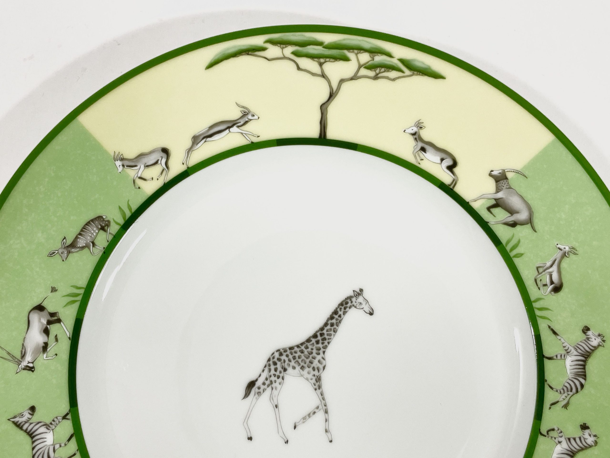 Hermes Africa Green Round Giraffe Dinner Plate 27,5 cm