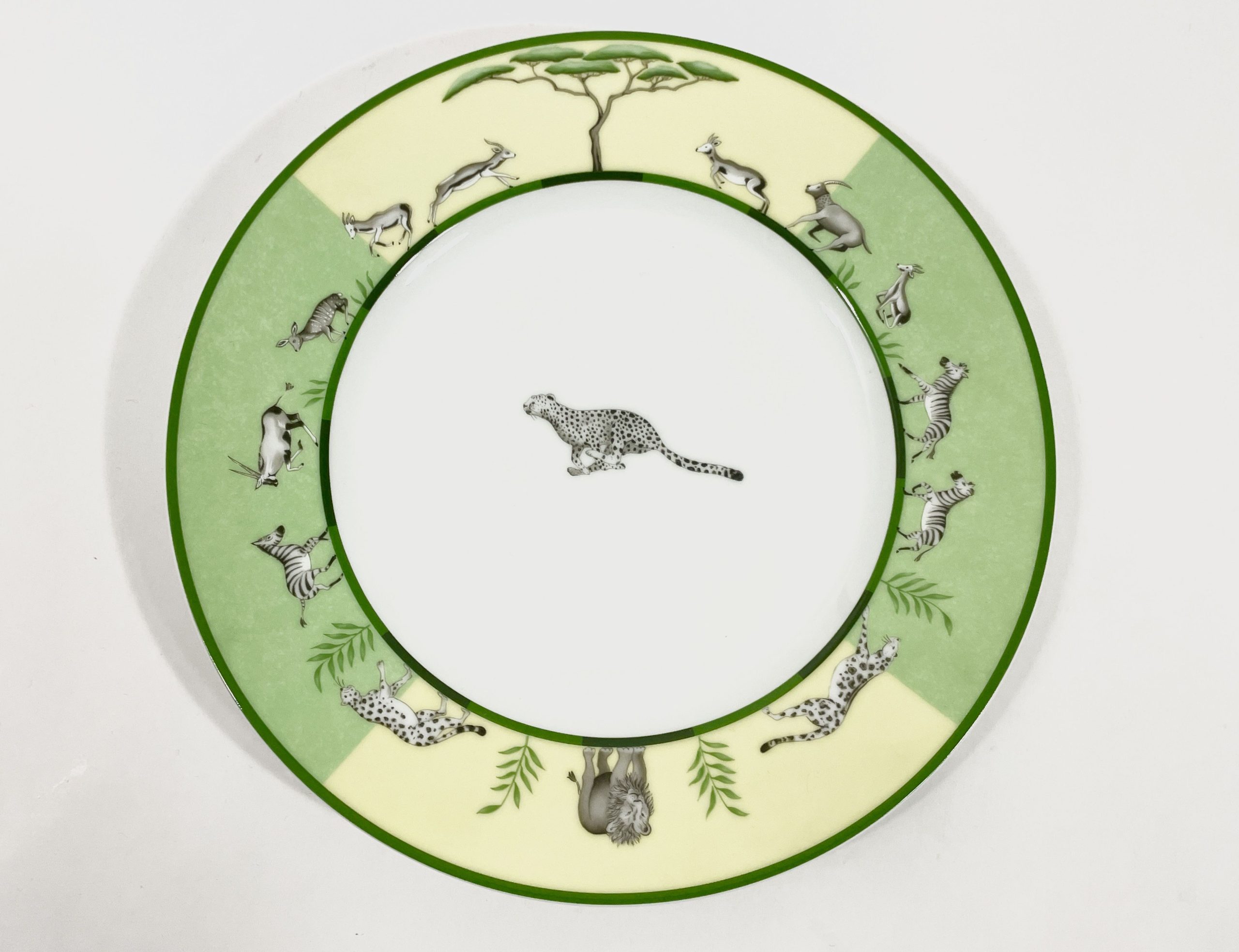 Hermes Africa Green Round Cheetah Dinner Plate 27,5 cm