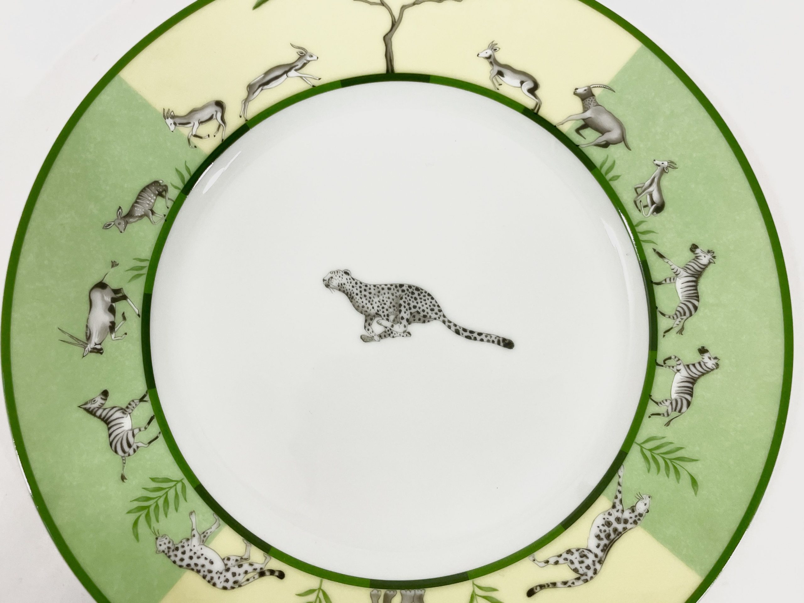 Hermes Africa Green Round Cheetah Dinner Plate 27,5 cm
