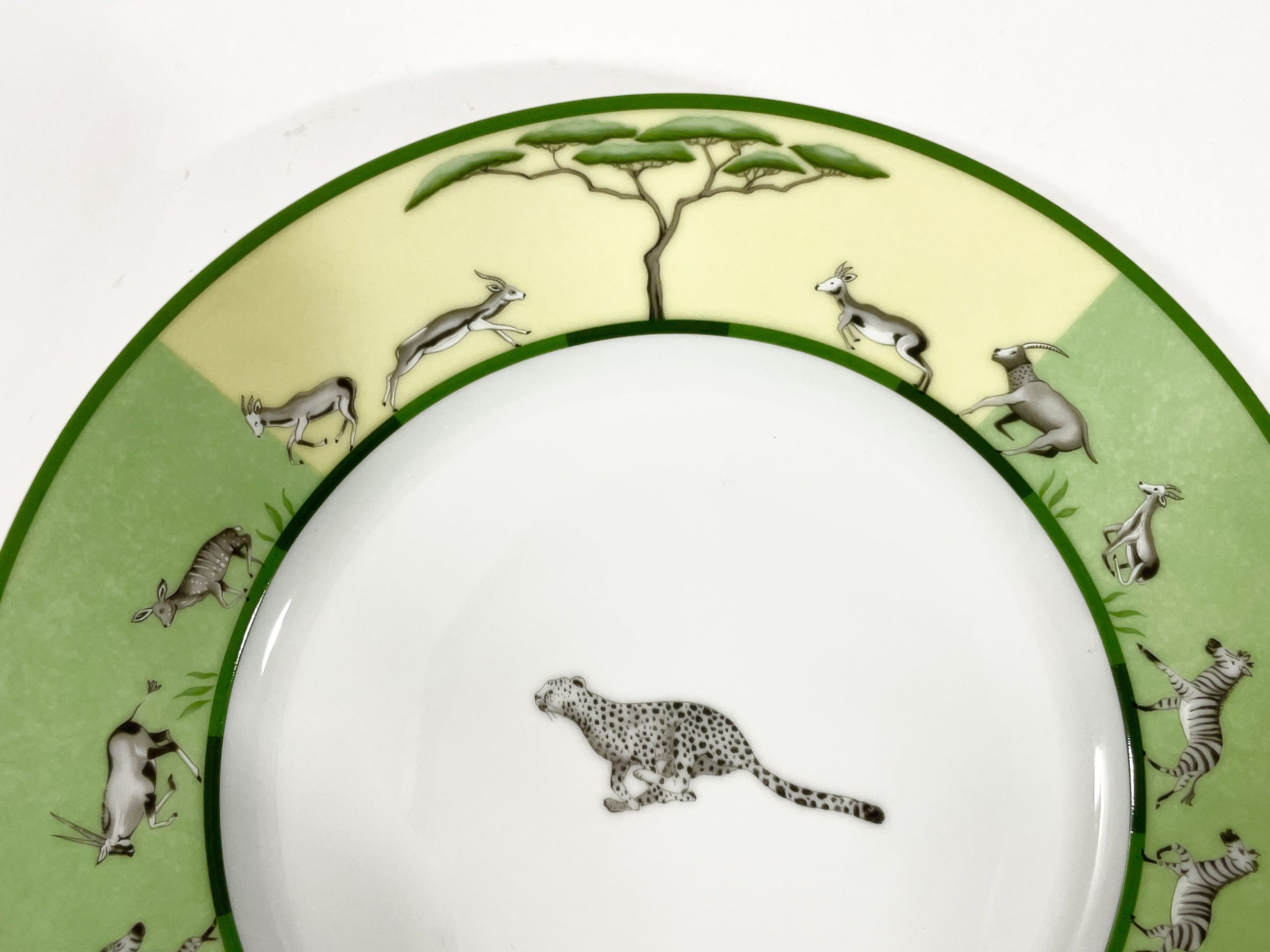 Hermes Africa Green Round Cheetah Dinner Plate 27,5 cm