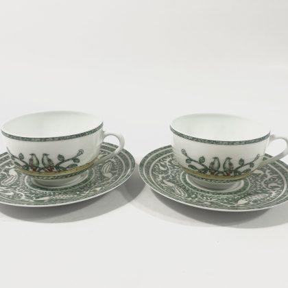 2x Hermes Early America Cups & Saucers Set