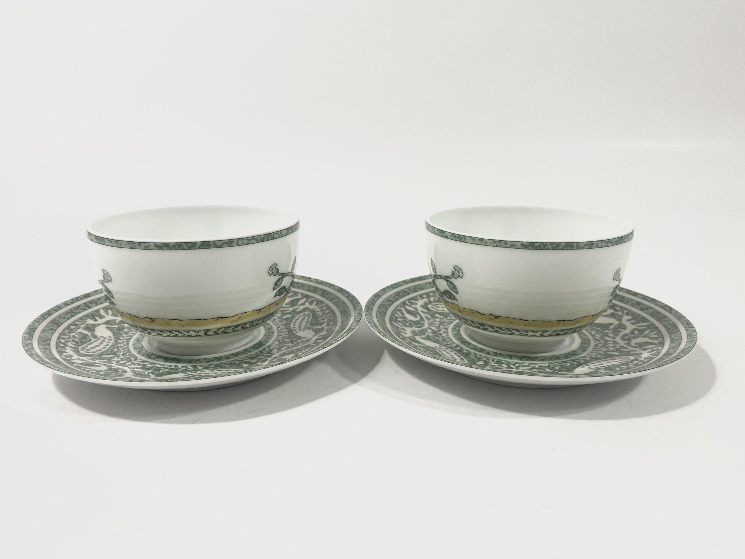 2x Hermes Early America Cups & Saucers Set