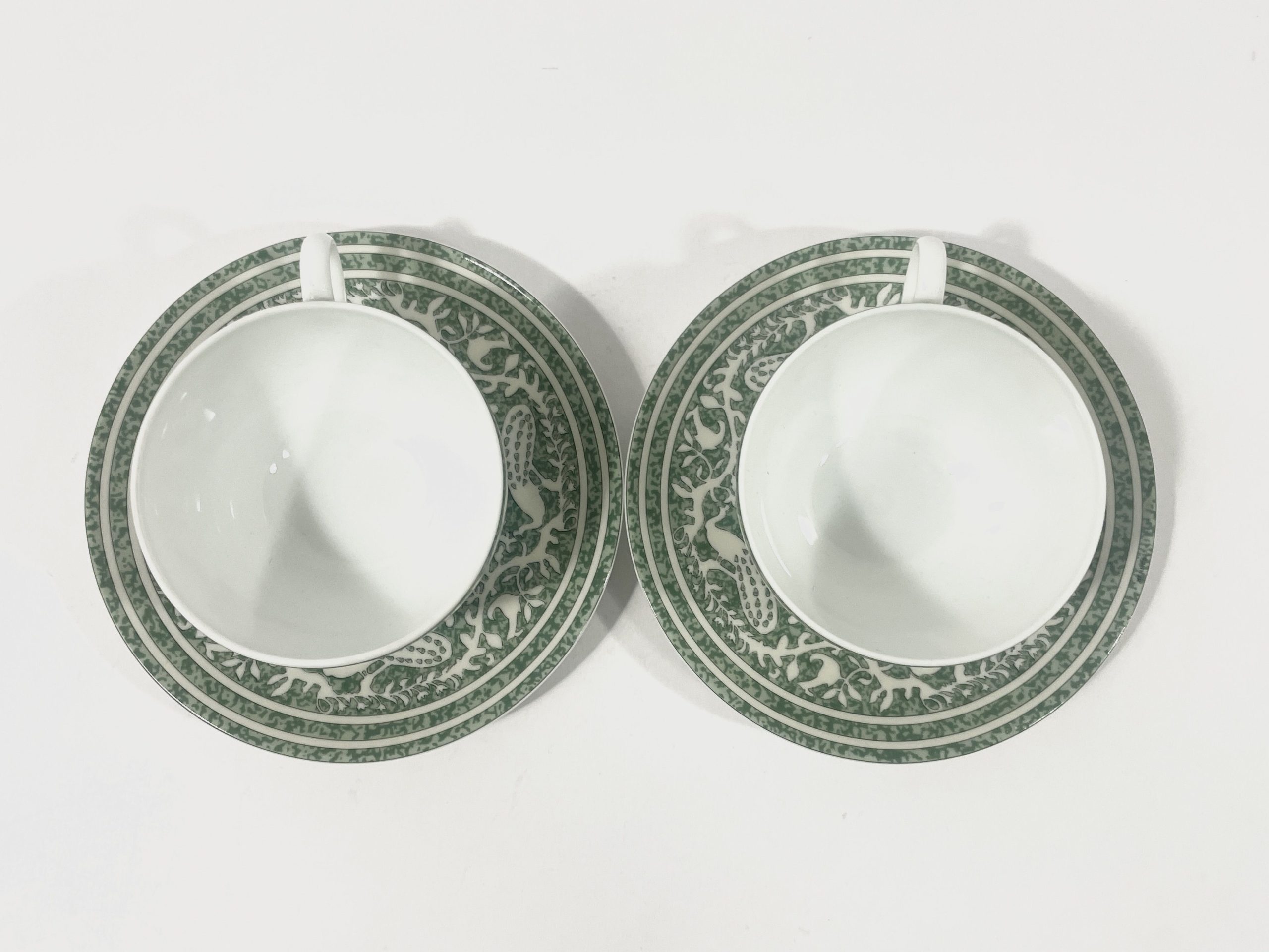 2x Hermes Early America Cups & Saucers Set
