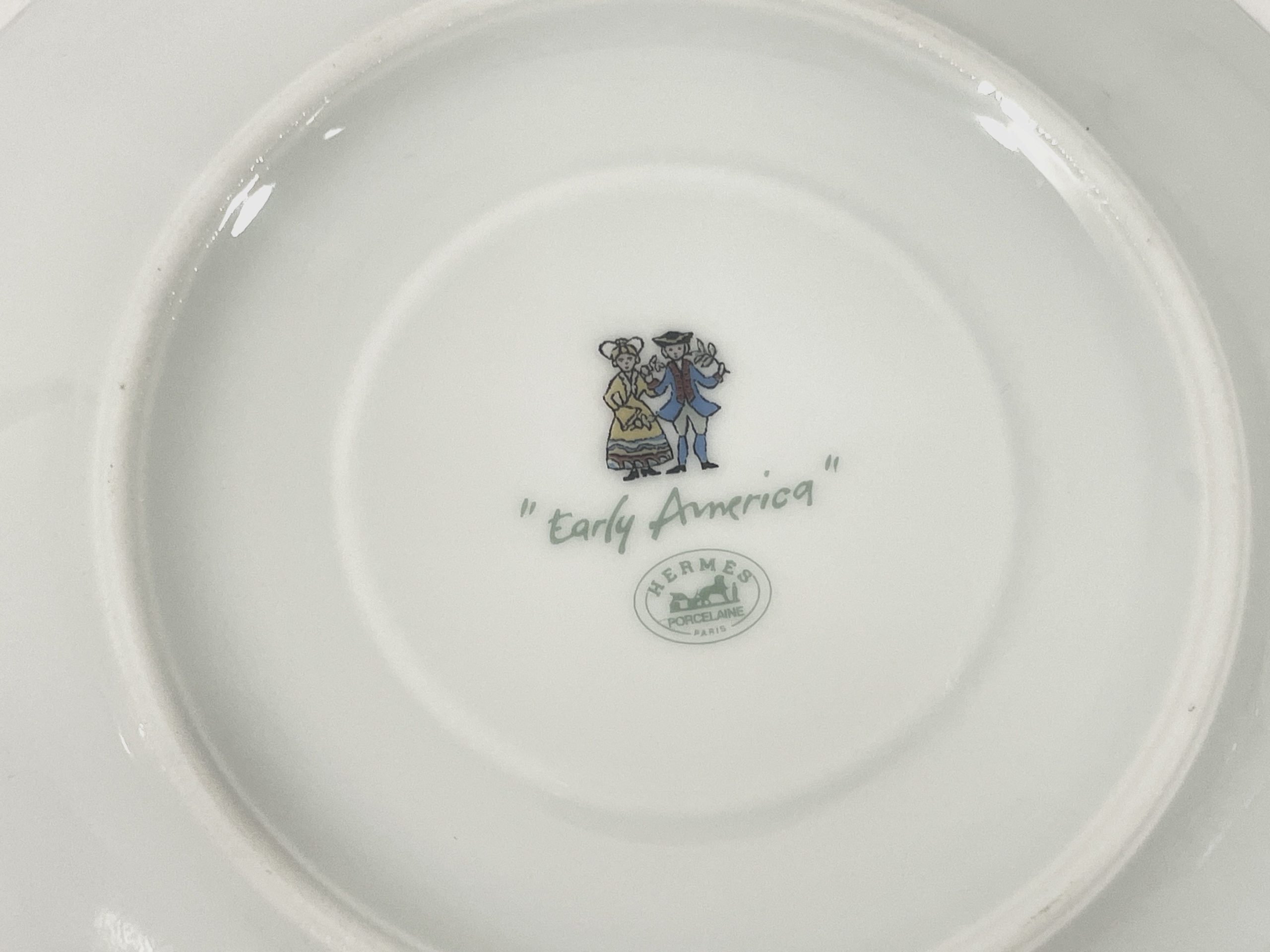 2x Hermes Early America Cups & Saucers Set