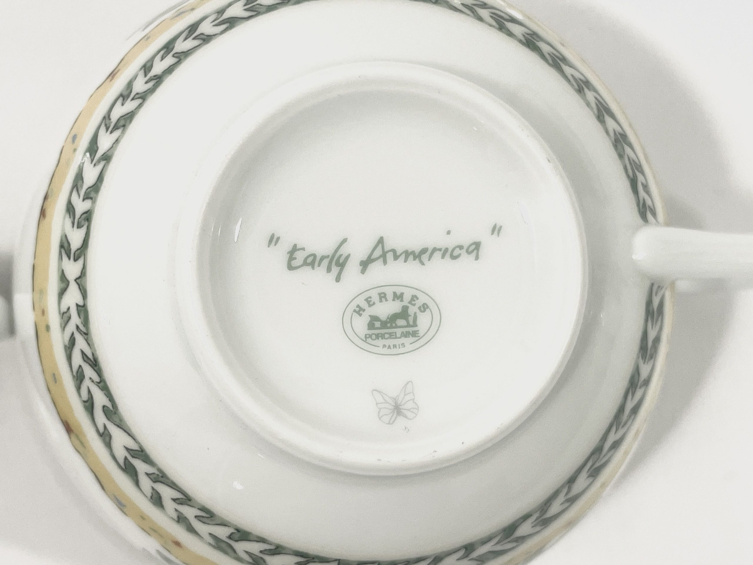 2x Hermes Early America Cups & Saucers Set