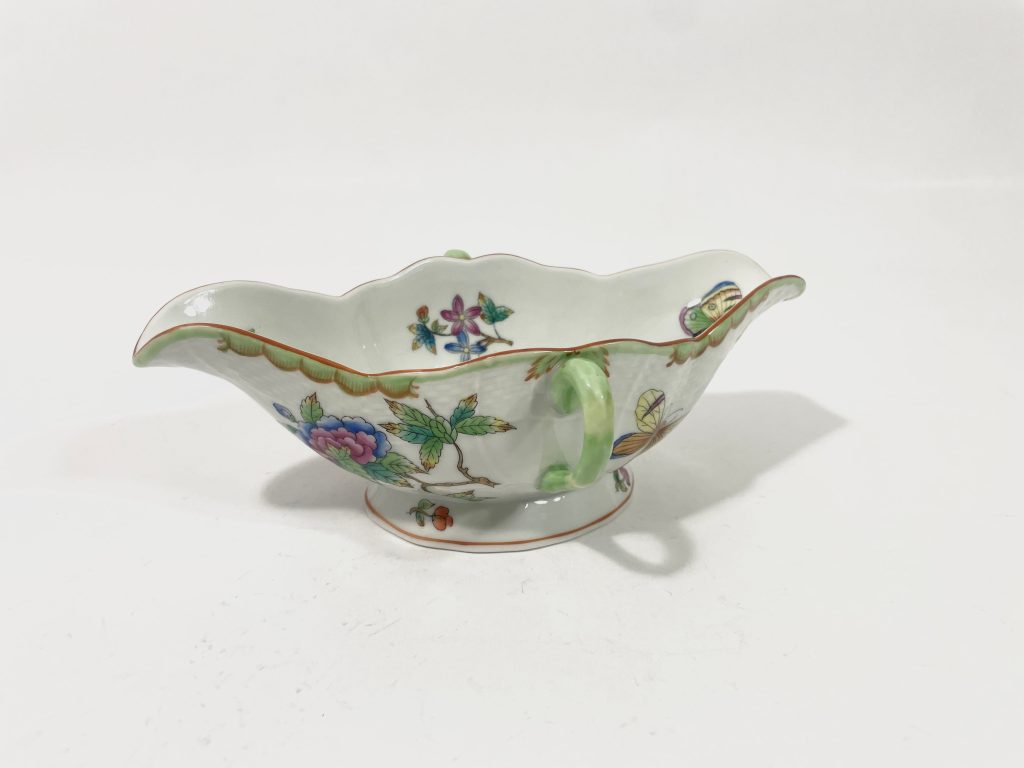 Herend Queen Victoria Green Boarder 1220 Gravy Boat 1930s