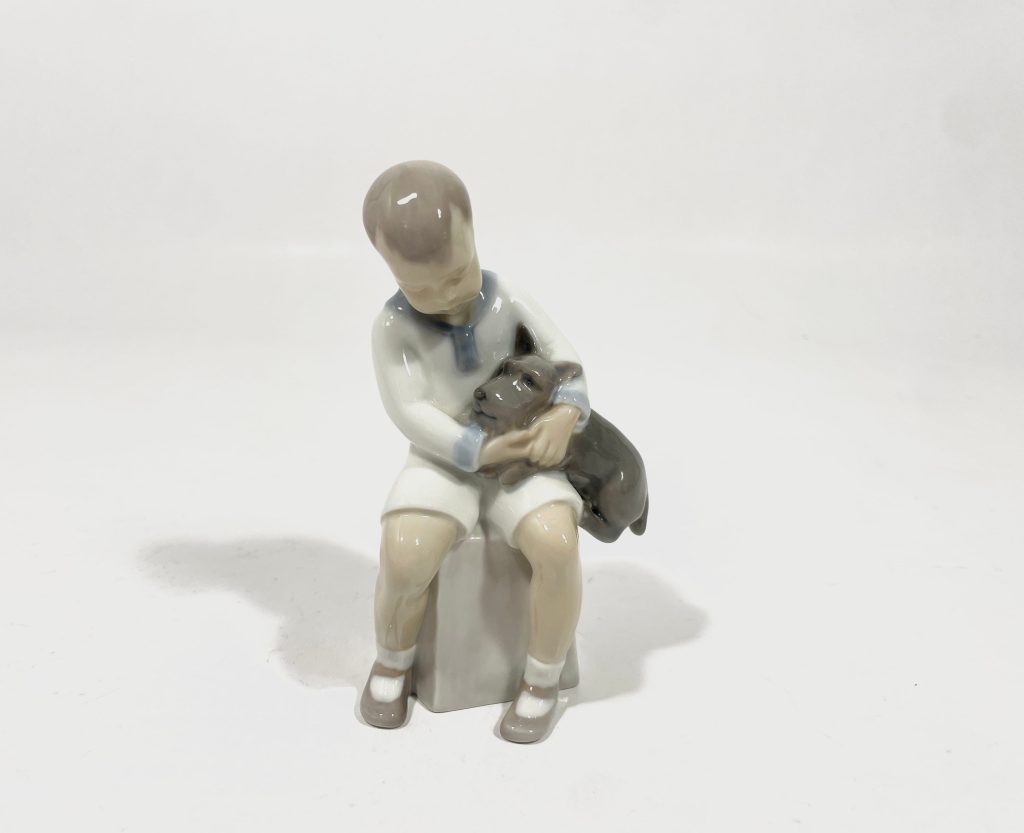 Bing and Grondahl 2201 Figure Boy With Scottie Weiss Dog