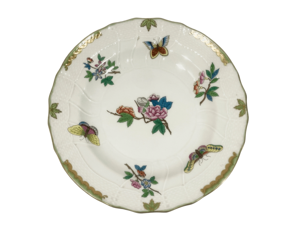 Herend Queen Victoria Curved Round 1525 Dinner Plate 25,5 cm 9,8 in 1930s