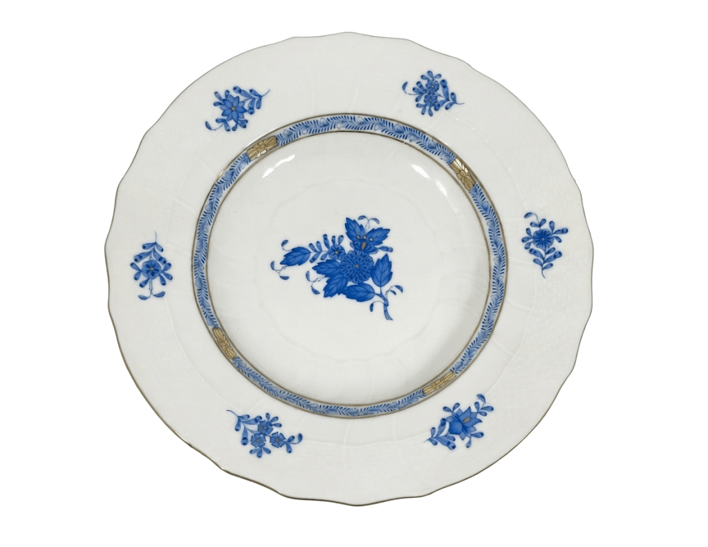 Herend Chinese Bouquet Blue Round 1504 Deep Plate Soup Pasta Bowl 20,5 cm 8 in