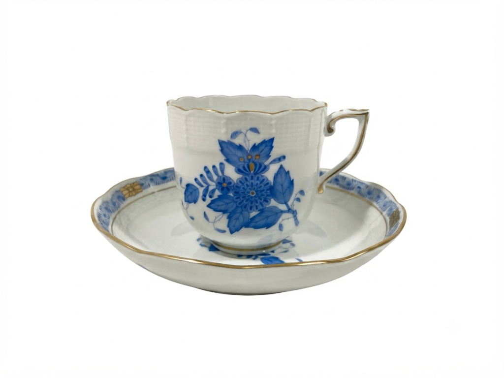 Herend Chinese Bouquet Blue 707 Coffee Cup and Saucer