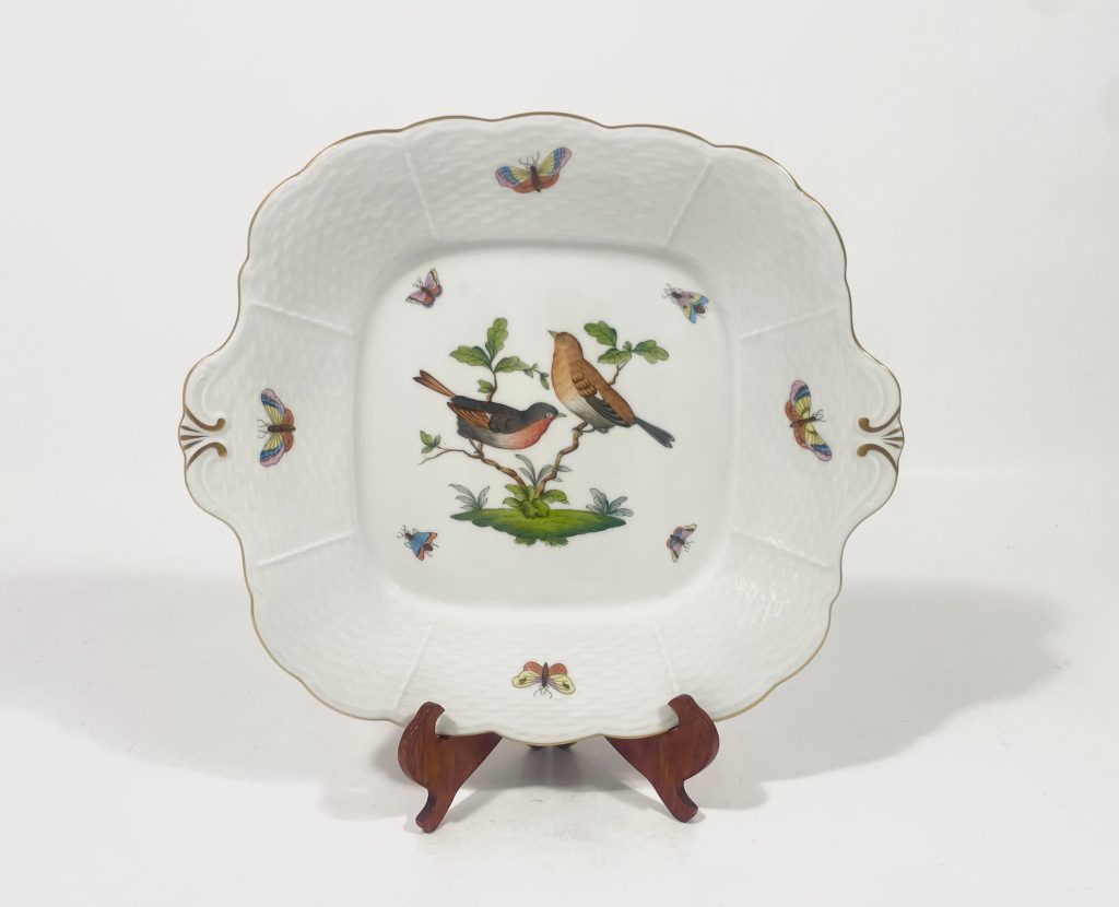 Herend Rothschild Bird 431 Squre Serving Plate Platter Tray 27,5 cm