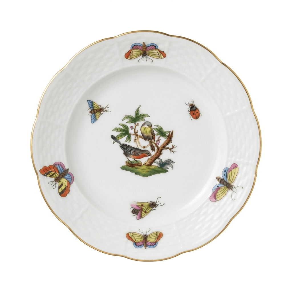 Herend Rothschild Bird Round 512 Small Bread Plate 12,5 cm Old 1930s
