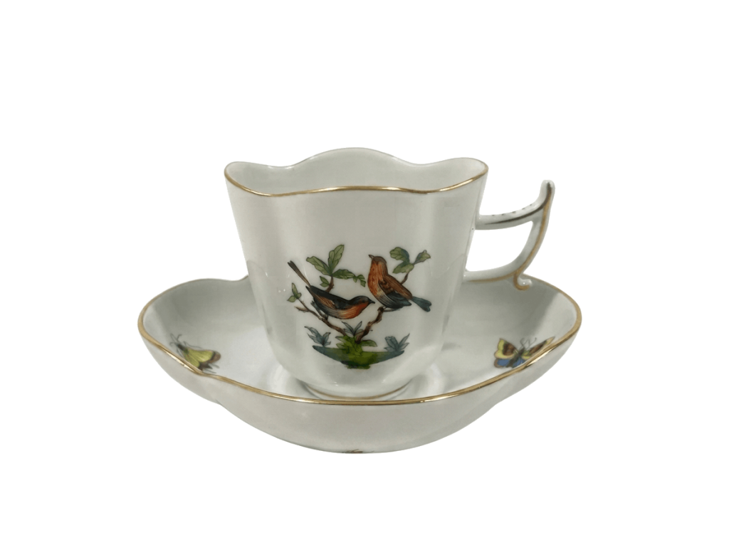 Herend Rothschild Bird 4198 Demitasse Coffee Cup and Saucer